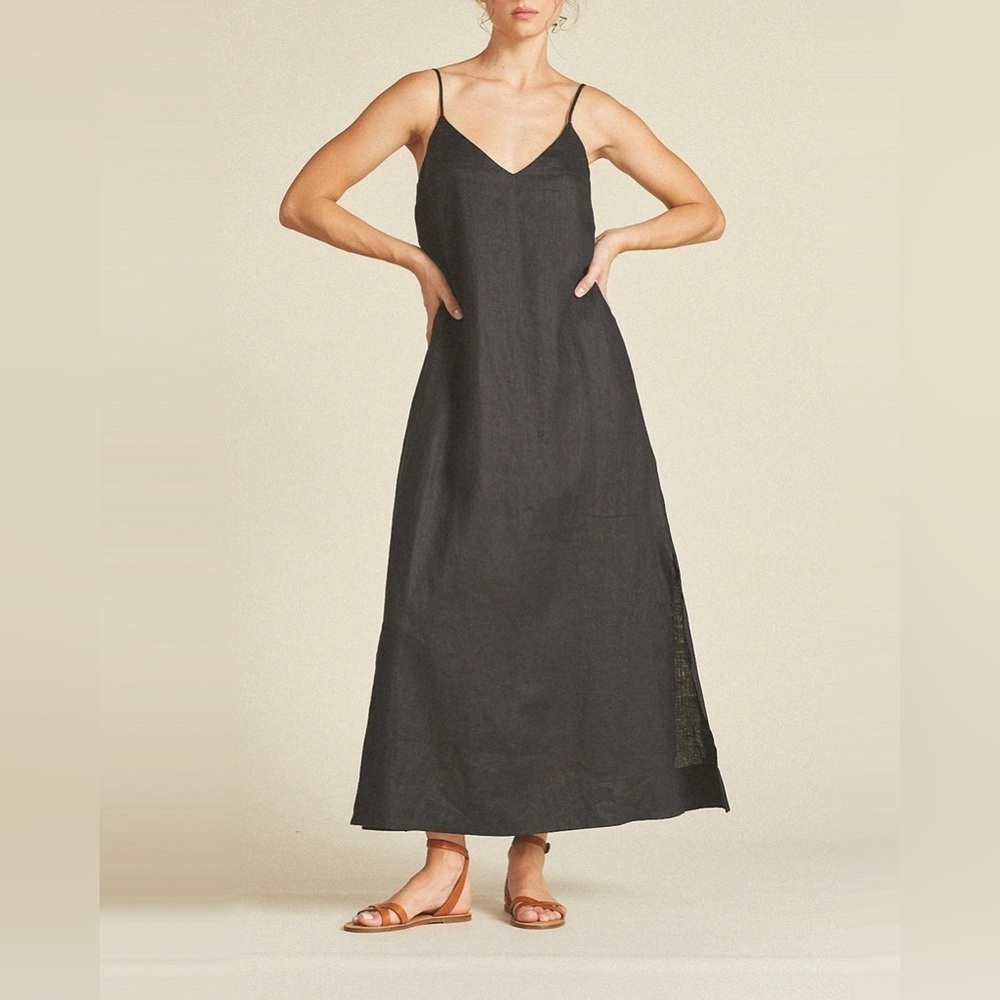 TROVATA The Reva Linen Dress Black